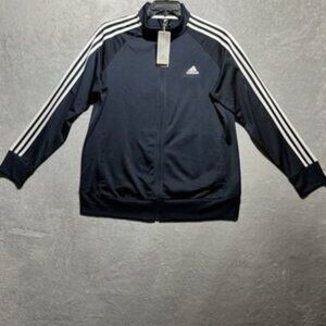 NWT Adidas Size 3X Dark Navy Blue Legend Ink Triple Stripe Track Full-Zip Top